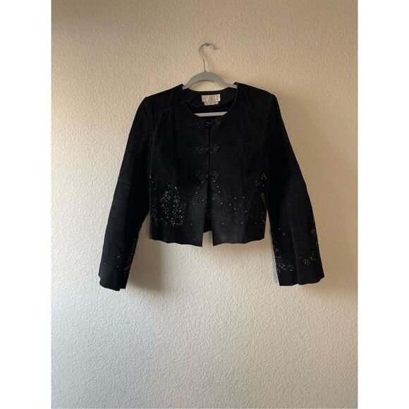 Vintage speigel women’s leather laser cut flare sleeve crop jacket 8 - Picture 1 of 6